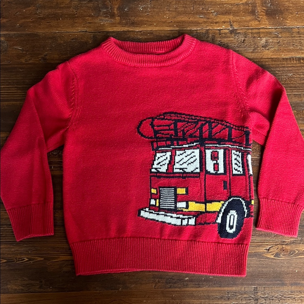 GAP Red Knit Fire Truck Sweater
